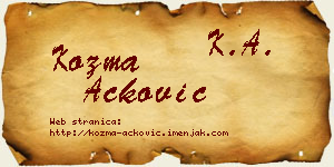 Kozma Acković vizit kartica